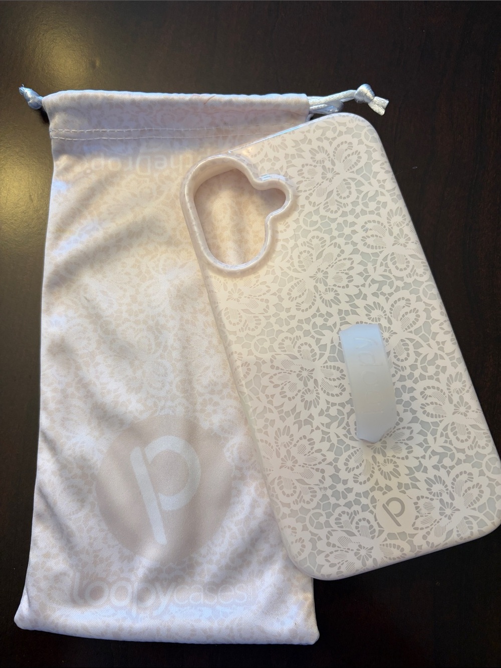 White Lace Phone Case with Pop Grip